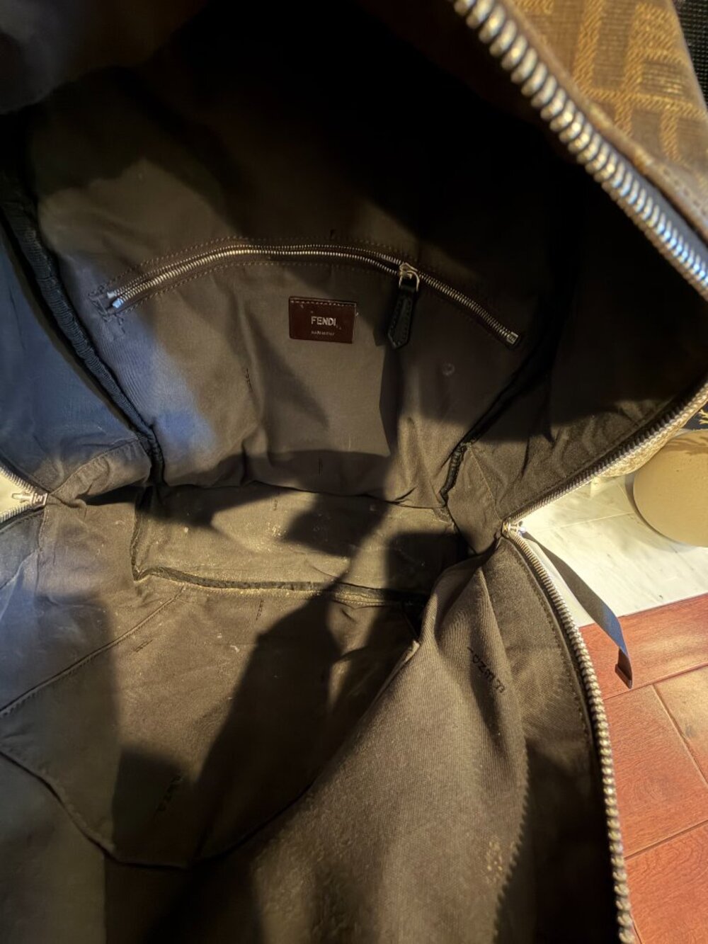 100% Authentic Fendi FF Logo Backpack, work bag, beach bag brown and black - Picture 8 of 8